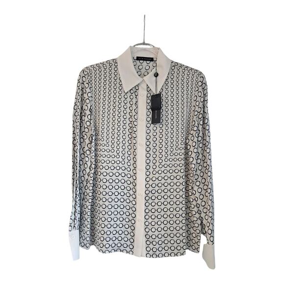 Elie Tahari Tops - Elie Tahari NWT Blouse MEDIUM Chain Link 91% Silk Collared Button-Up MSRP $325